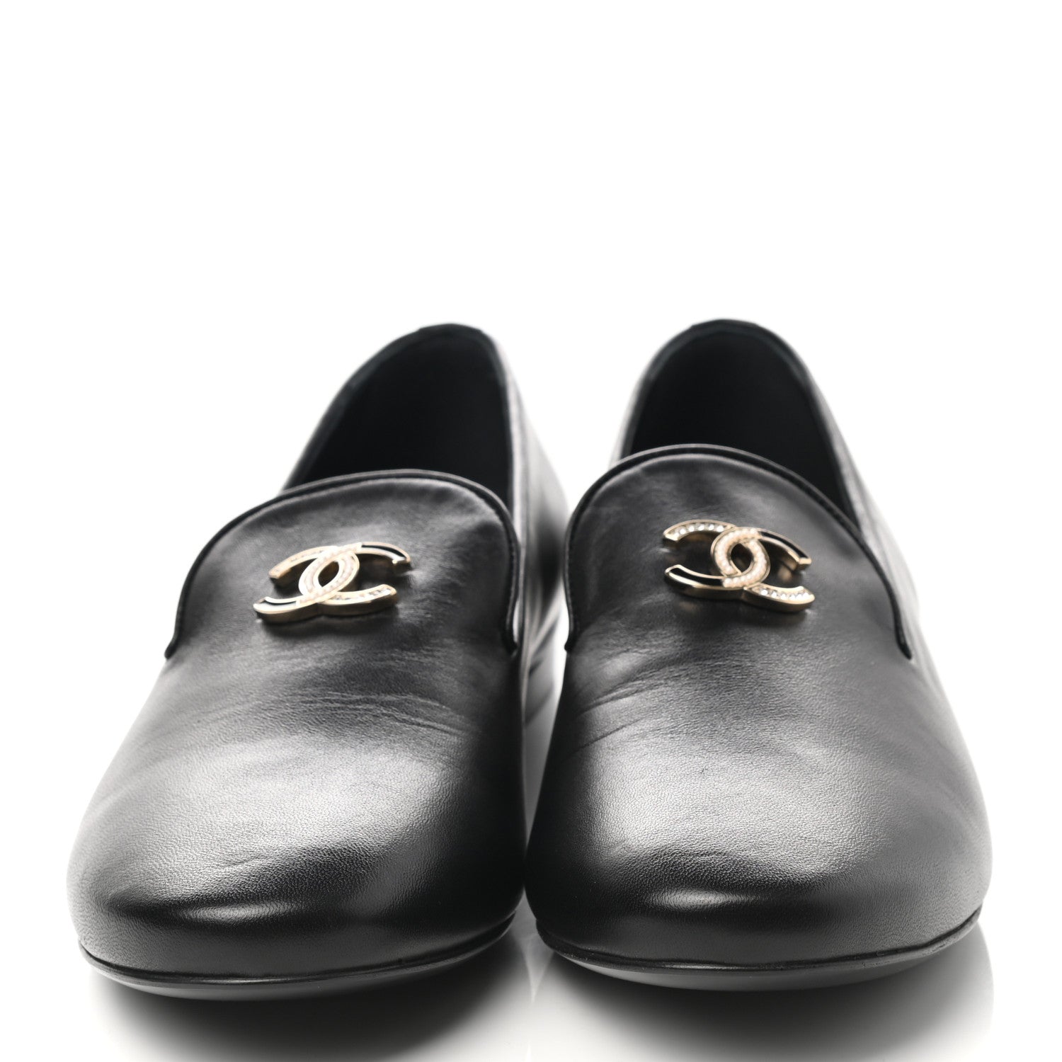 Chanel Lambskin CC Mocassin Loafers 41 Black 2 of 9