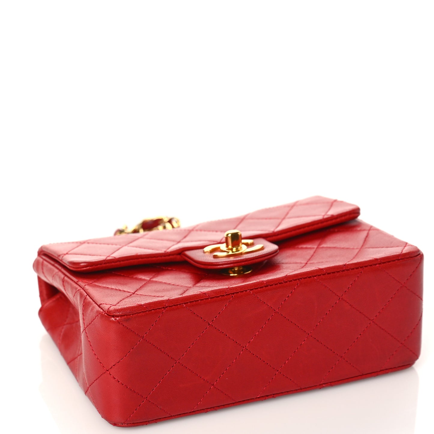 Lambskin Quilted Mini Square Flap Red