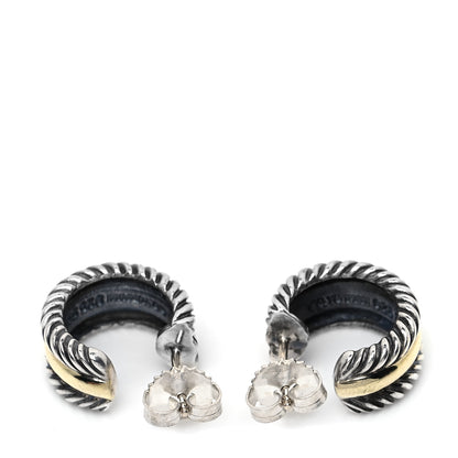 David Yurman Sterling Silver 14K Yellow Gold 16mm Cable Classics Hoop Earrings 3 of 4