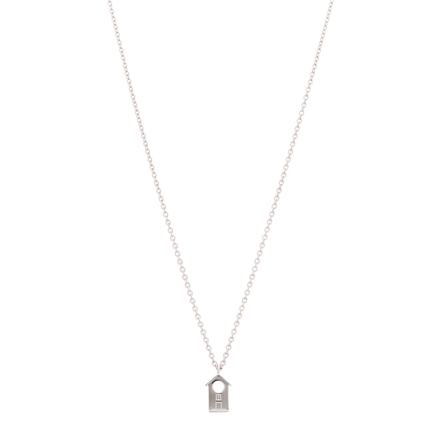 Metal Bird House Lanyard Necklace Silver