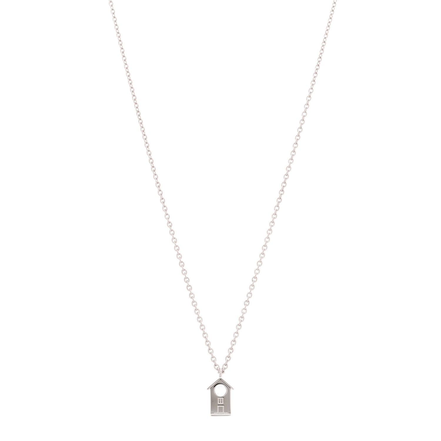 Chanel Metal Bird House Lanyard Necklace Silver 1 of 6