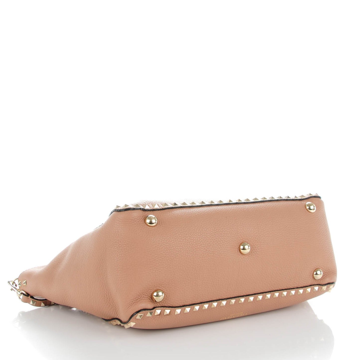 Pebbled Calfskin Medium Rockstud Tote Skin Sorbet