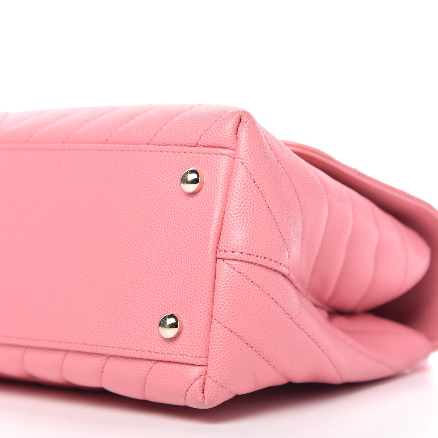 Caviar Chevron Quilted Small Coco Handle Flap Pink
