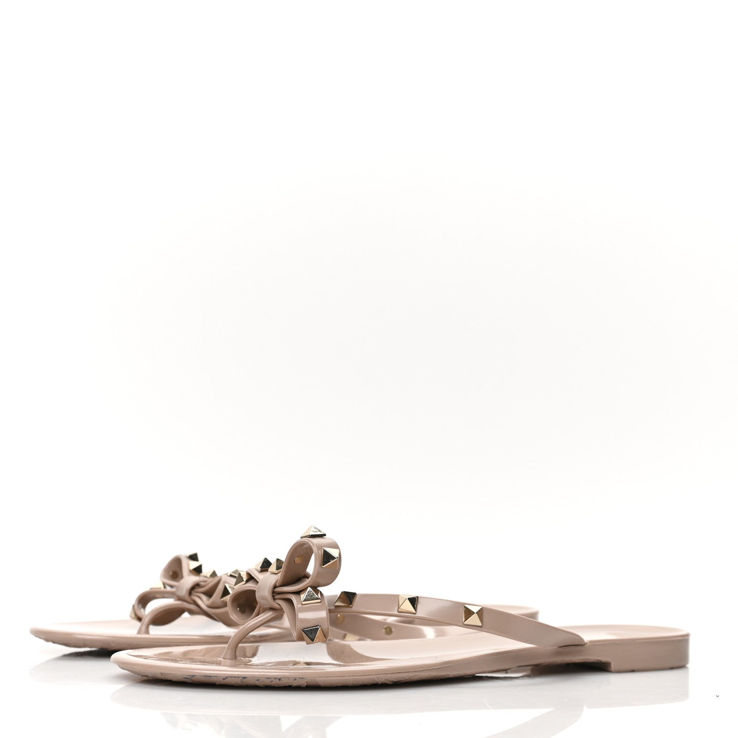 Valentino Garavani PVC Jelly Rockstud Bow Thong Sandals 41 Poudre 3 of 7