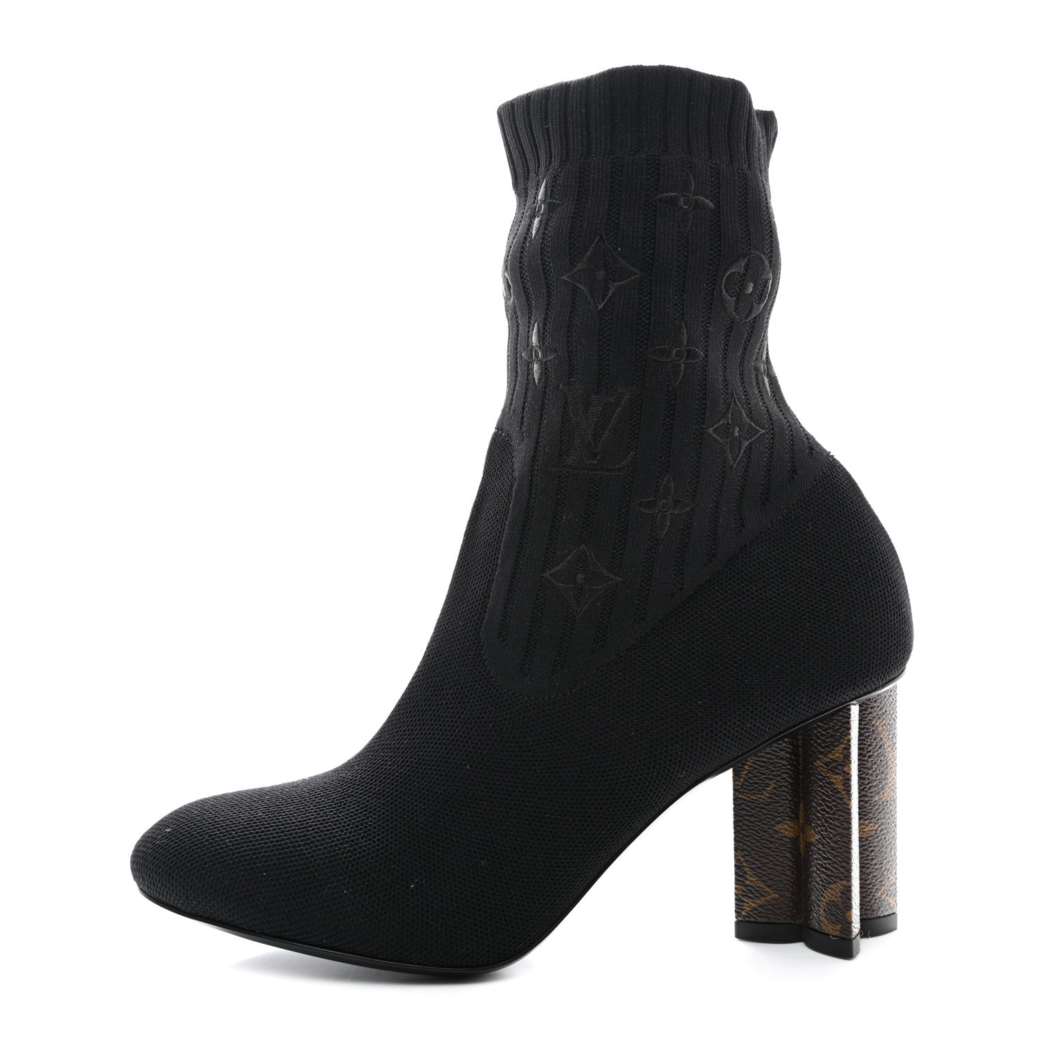 Louis Vuitton Monogram Stretch Fabric Silhouette Ankle Boots 38 Black 1 of 9