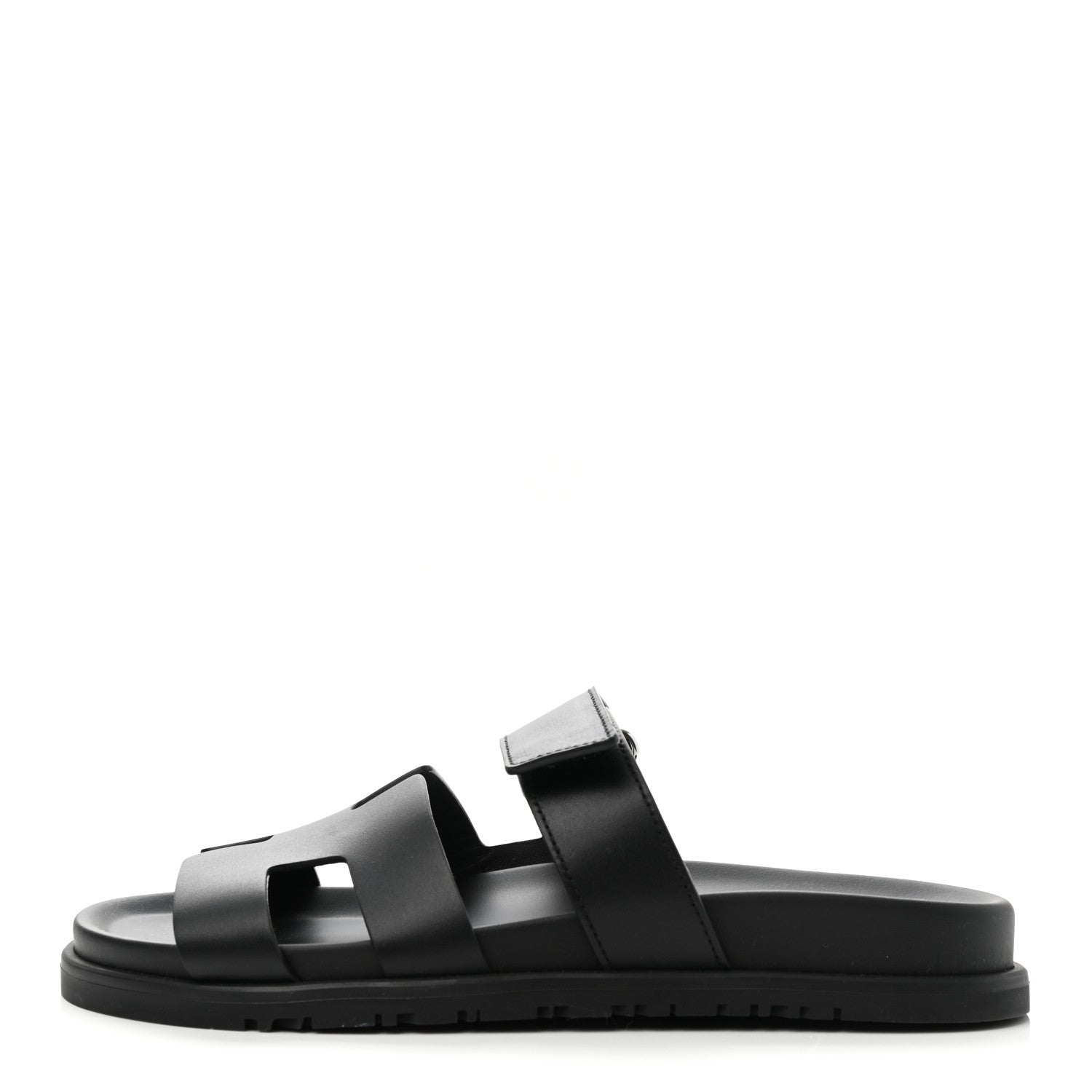 Hermes Calfskin Womens Chypre Sandals 38 Black 1 of 9