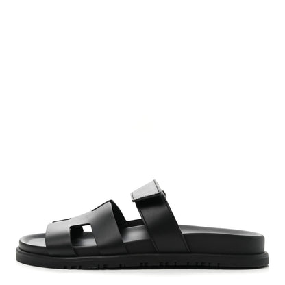 Hermes Calfskin Womens Chypre Sandals 38 Black 1 of 9