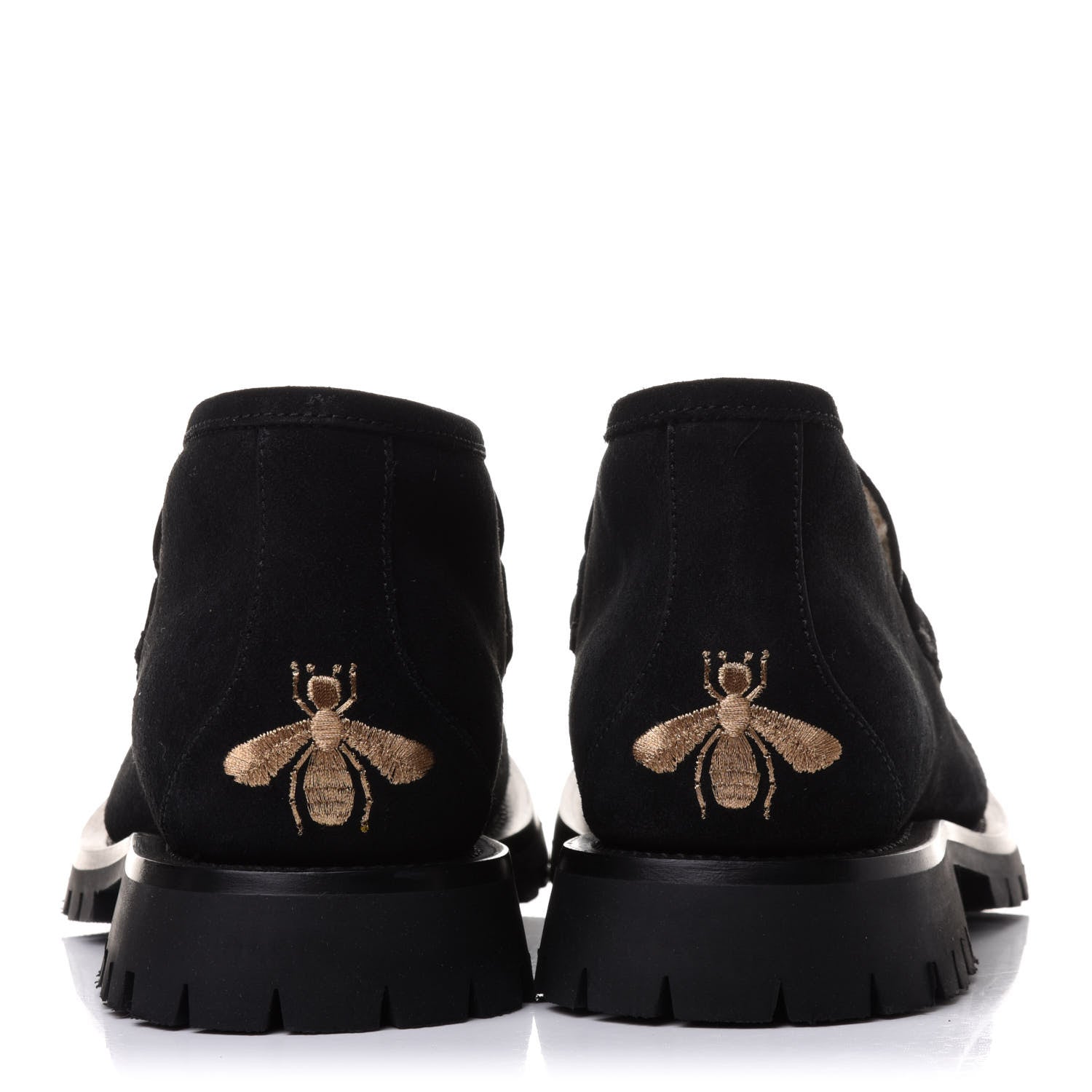 Gucci Suede Shearling Mens Harald Horsebit Ankle Boots 7 Black Butterscotch 5 of 10