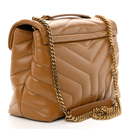 Saint Laurent Calfskin Y Quilted Monogram Small Loulou Chain Satchel Dark Natural 3 of 12