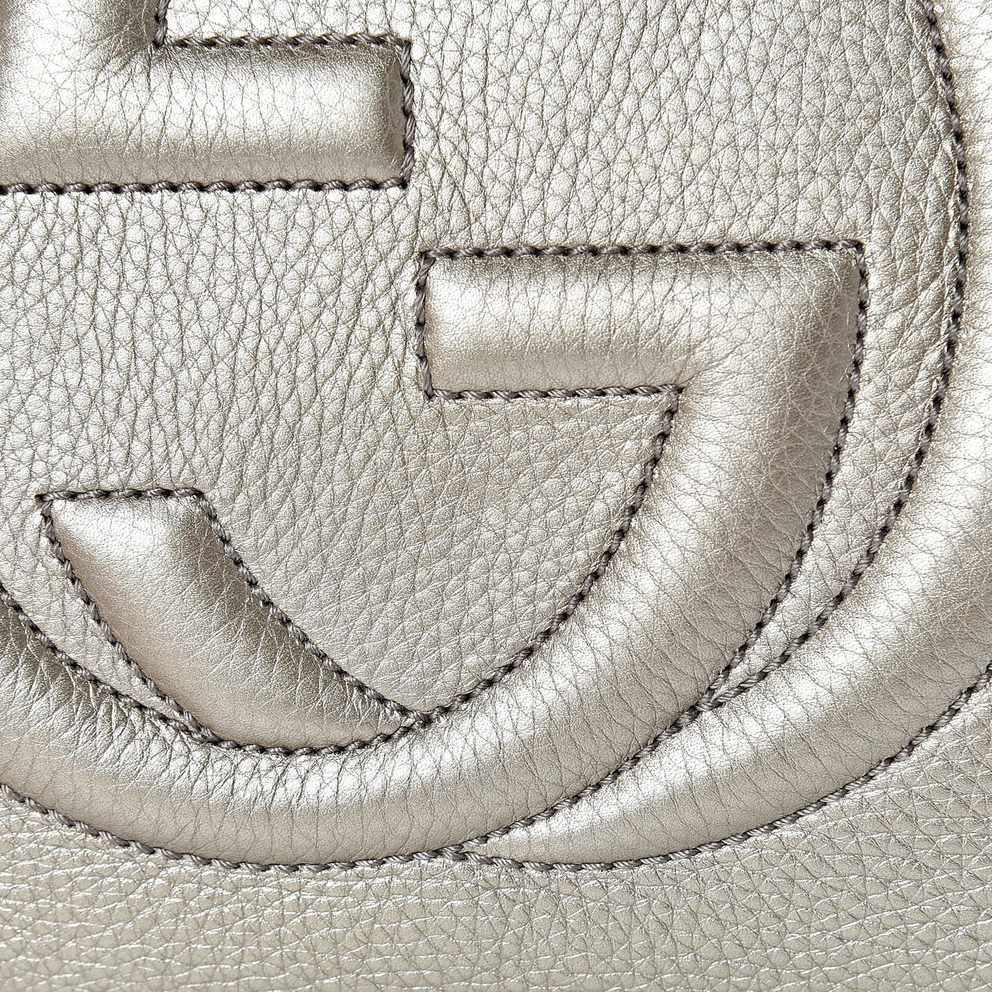 Metallic Pebbled Calfskin Medium Soho Chain Shoulder Bag Golden Beige