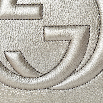 Gucci Metallic Pebbled Calfskin Medium Soho Chain Shoulder Bag Golden Beige 10 of 13