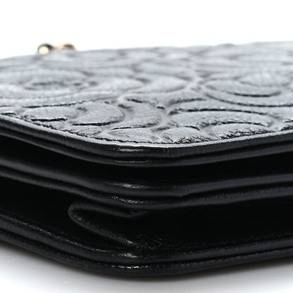 Chanel Caviar Camellia Embossed Wallet On Chain WOC Black 9 of 11