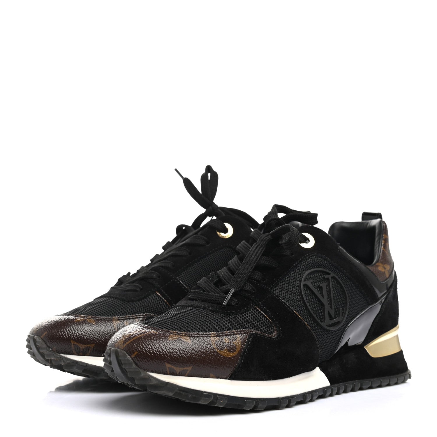 Louis Vuitton Suede Monogram Run Away Sneakers 37.5 Black 3 of 8