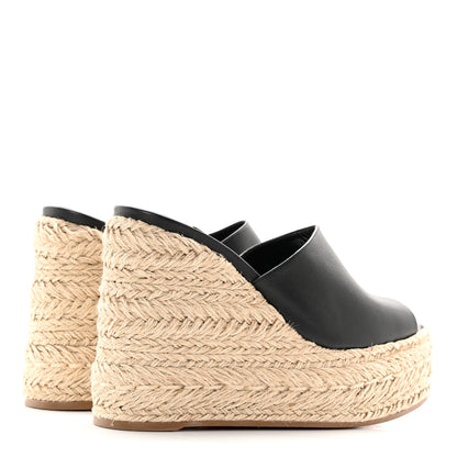 Christian Louboutin Calfskin Ariella Zeppa 130 Espadrille Sandals 37 Black Naturel 4 of 14