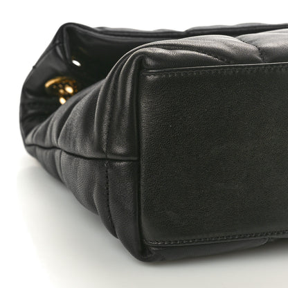 Saint Laurent Lambskin Quilted Tri-Metal Small Loulou Puffer Monogram Chain Satchel Black 10 of 12