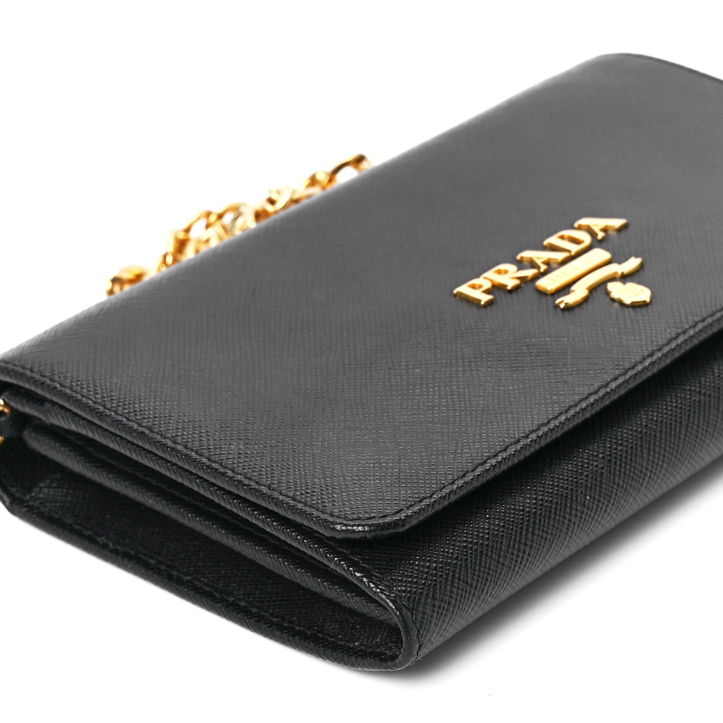Saffiano Lux Chain Wallet Black