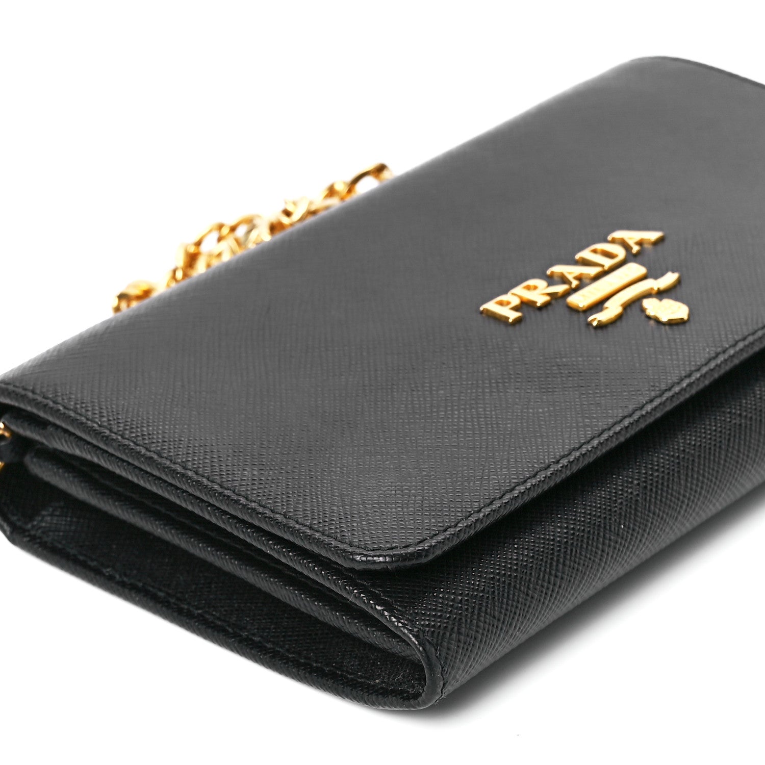 Prada Saffiano Lux Chain Wallet Black 10 of 12
