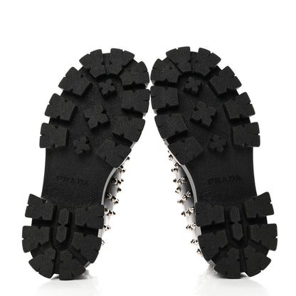 Prada Spazzolato Rois Studded Lace Up Monolith 55mm Derby Loafers 36.5 Black 5 of 9
