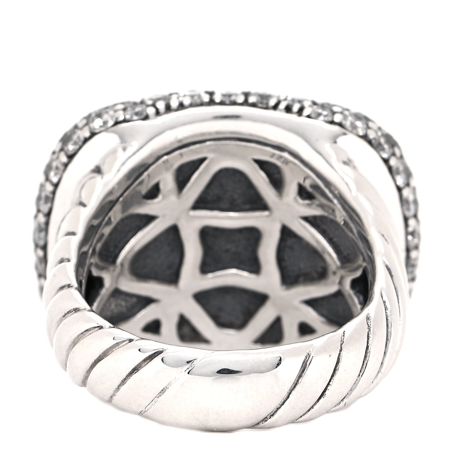 David Yurman Sterling Silver 18K Yellow Gold Diamond Waverly Dome Ring 54 7 3 of 4