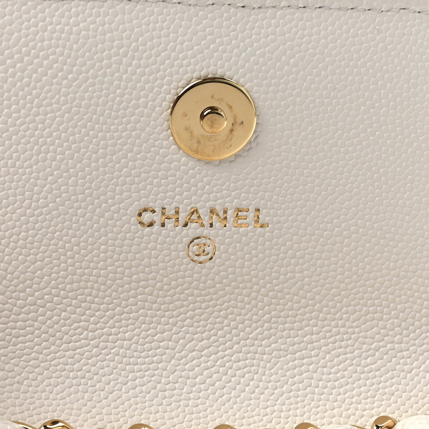 Caviar Quilted Enamel Coco Casino Flap Phone Holder With Chain White