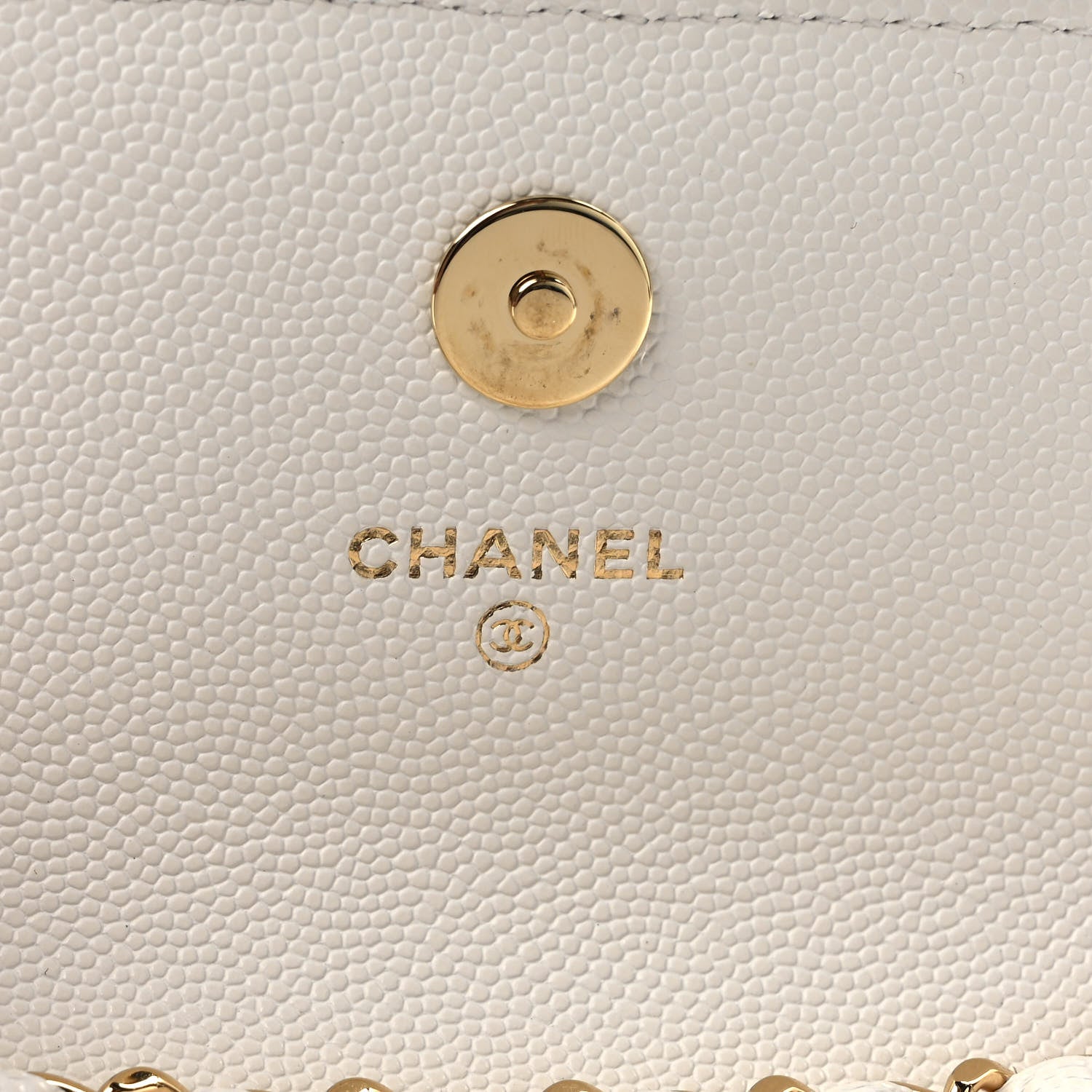 Chanel Caviar Quilted Enamel Coco Casino Flap Phone Holder With Chain White 6 of 11