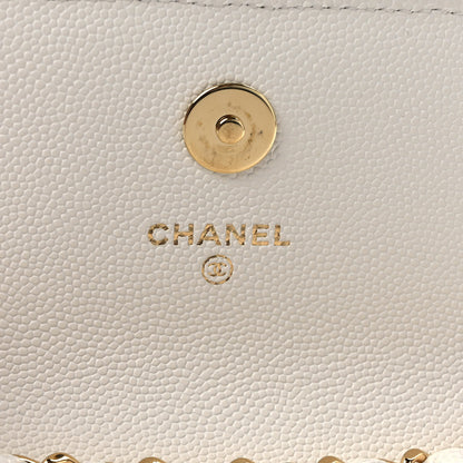 Chanel Caviar Quilted Enamel Coco Casino Flap Phone Holder With Chain White 6 of 11