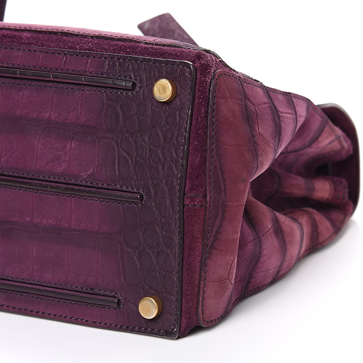 Crocodile Embossed Nubuck Calfskin Medium Muse Two Purple