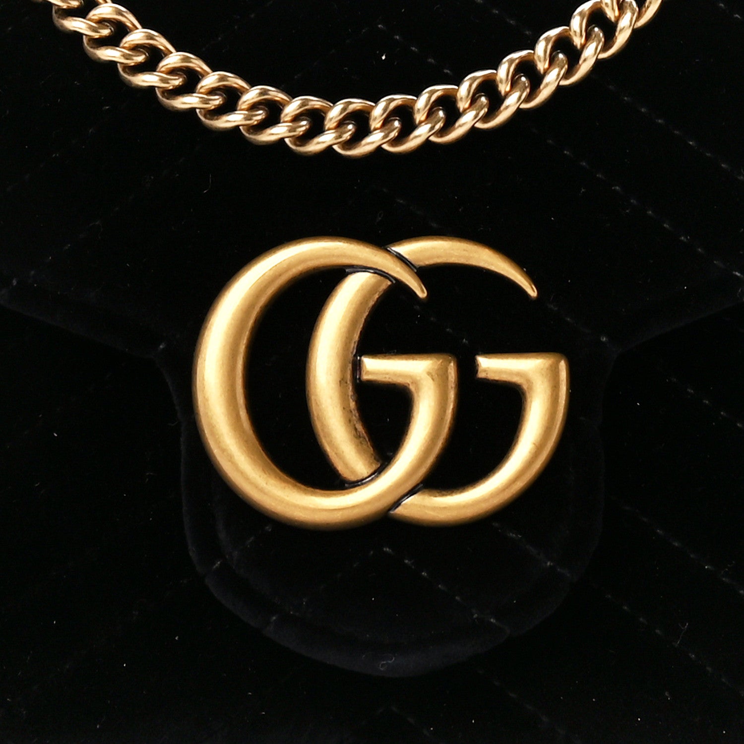 Gucci Velvet Matelasse GG Marmont Chain Wallet Black 8 of 11