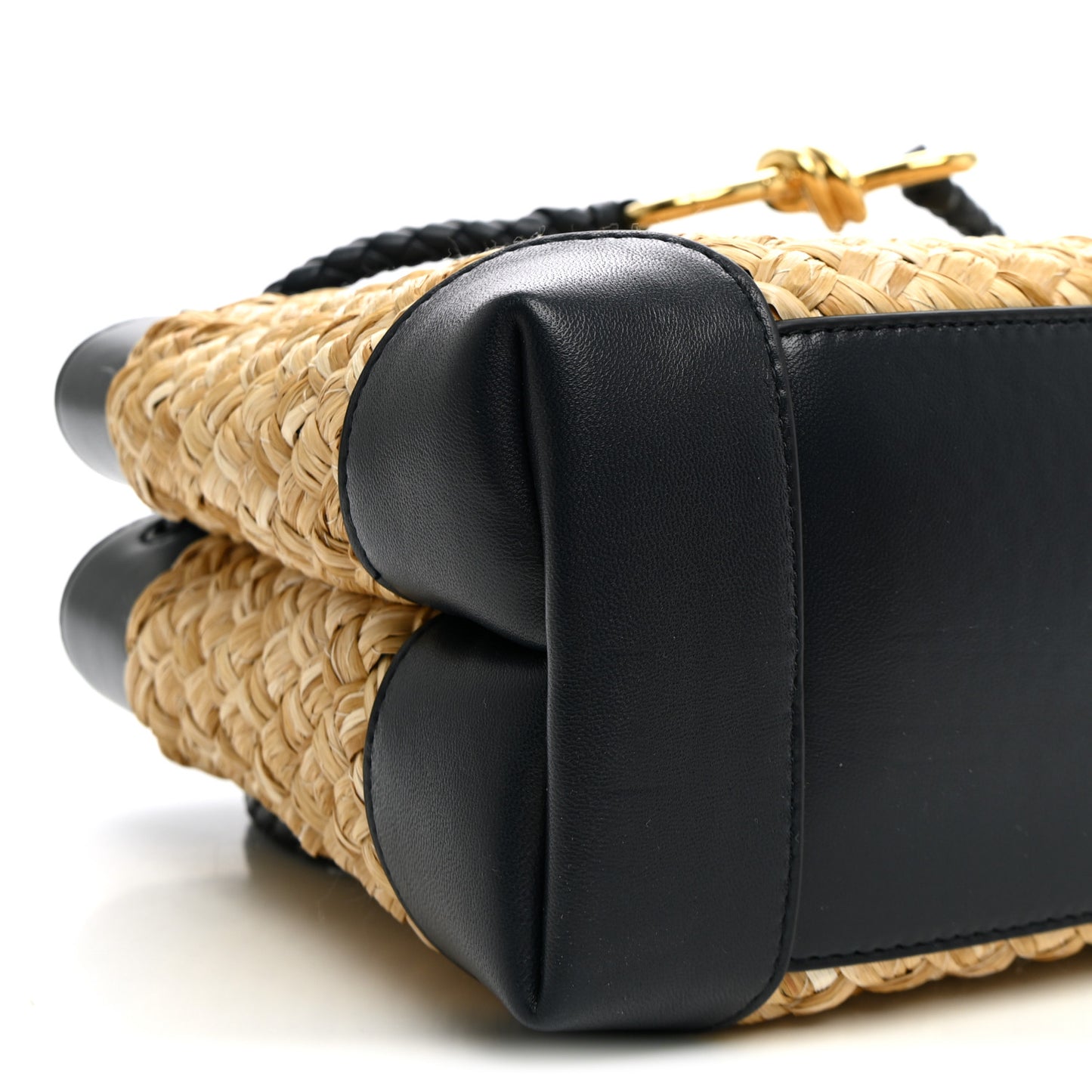 Raffia Lambskin Intrecciato Small Andiamo Shoulder Bag Natural Midnight