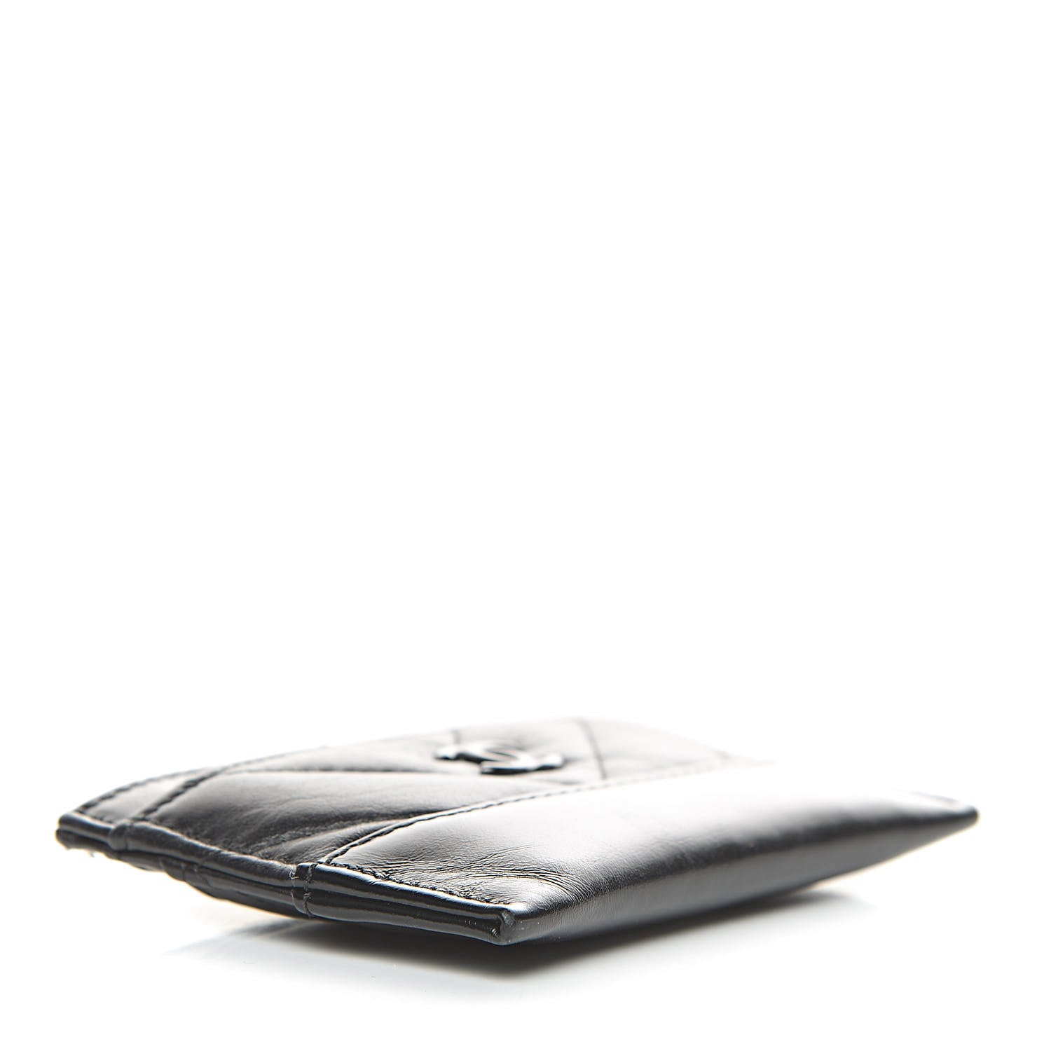 Chanel Aged Calfskin Chevron Quilted Gabrielle Card Holder Black 4 of 9