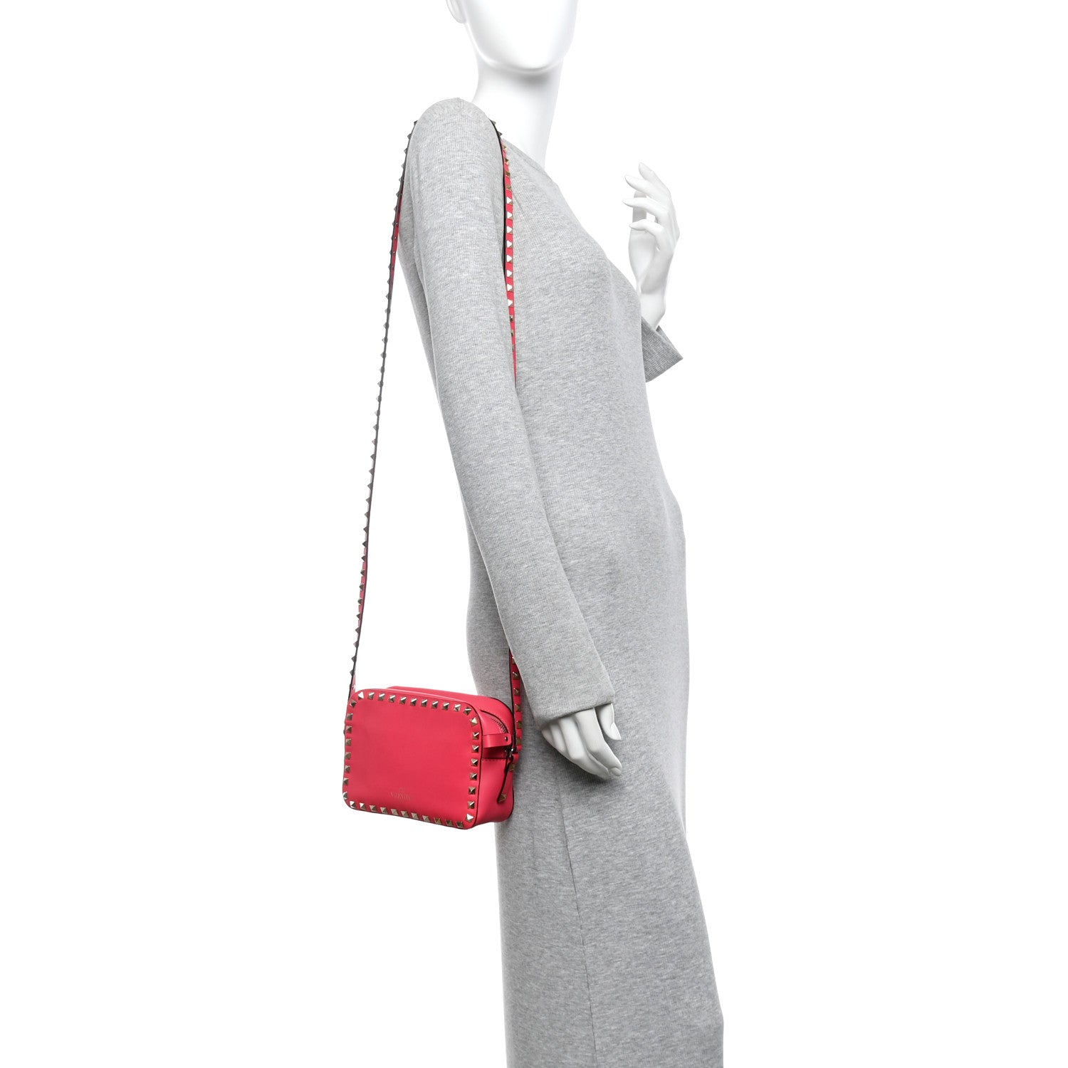 Valentino Garavani Calfskin Rockstud Camera Crossbody Bag Deep Rose 2 of 9
