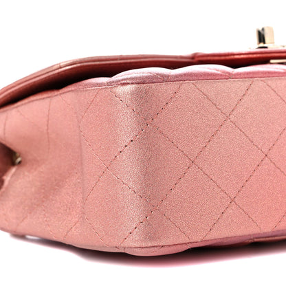 Chanel Metallic Lambskin Quilted Ombre Mini Rectangular Flap Pink 8 of 10