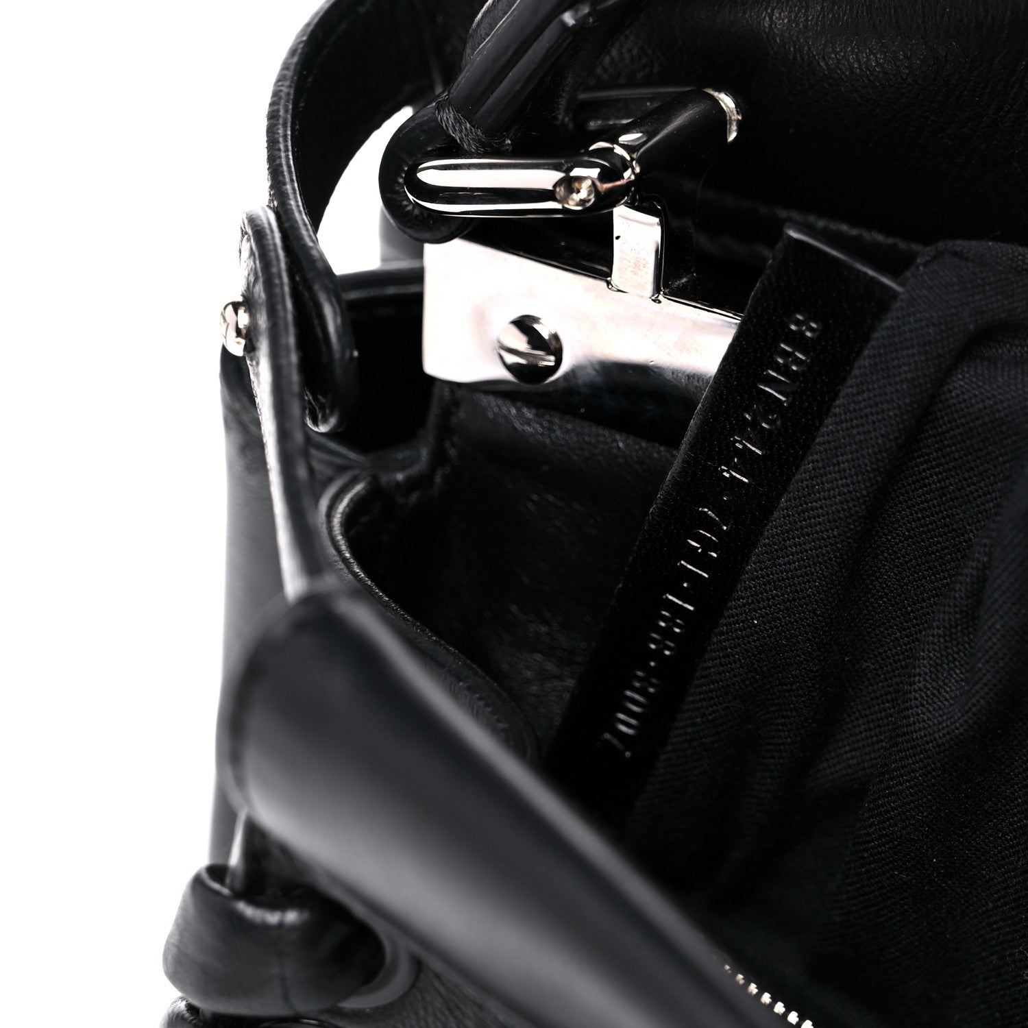 Fendi Nappa Lace Up Mini Peekaboo Iconic Satchel Black 9 of 12