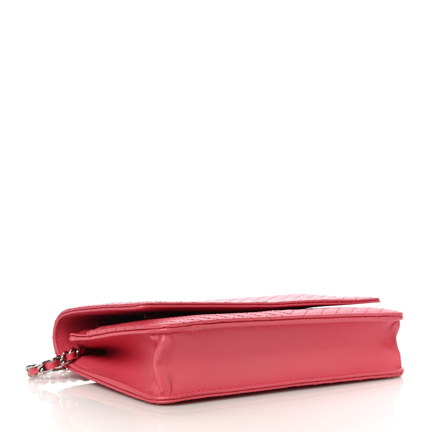 Chanel Caviar Chevron Quilted Wallet On Chain WOC Pink 4 of 12
