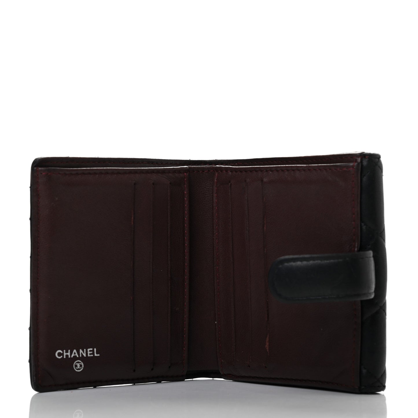 Lambskin Quilted Compact French Flap Wallet Black