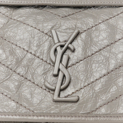 Saint Laurent Crinkled Calfskin Matelasse Monogram Medium Niki Chain Satchel Fog 9 of 11
