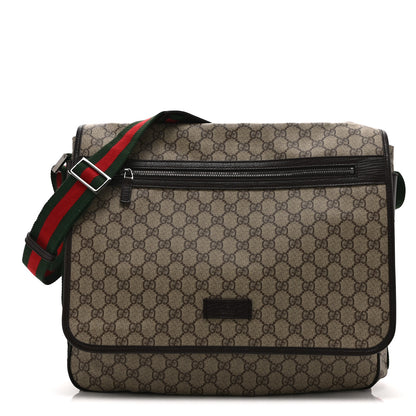 Gucci GG Plus Monogram Web Large Flap Messenger Bag Beige Dark Brown 1 of 10