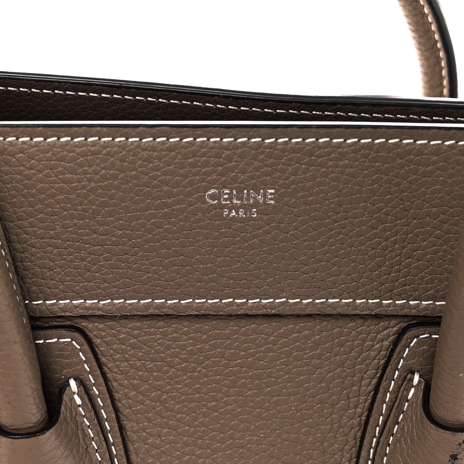 Celine Drummed Calfskin Micro Luggage Souris 6 of 13