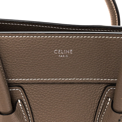 Celine Drummed Calfskin Micro Luggage Souris 6 of 13