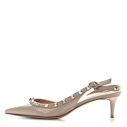 Valentino Garavani Patent Rockstud Half D'Orsay Slingback 50mm Pumps 37 Poudre 1 of 8
