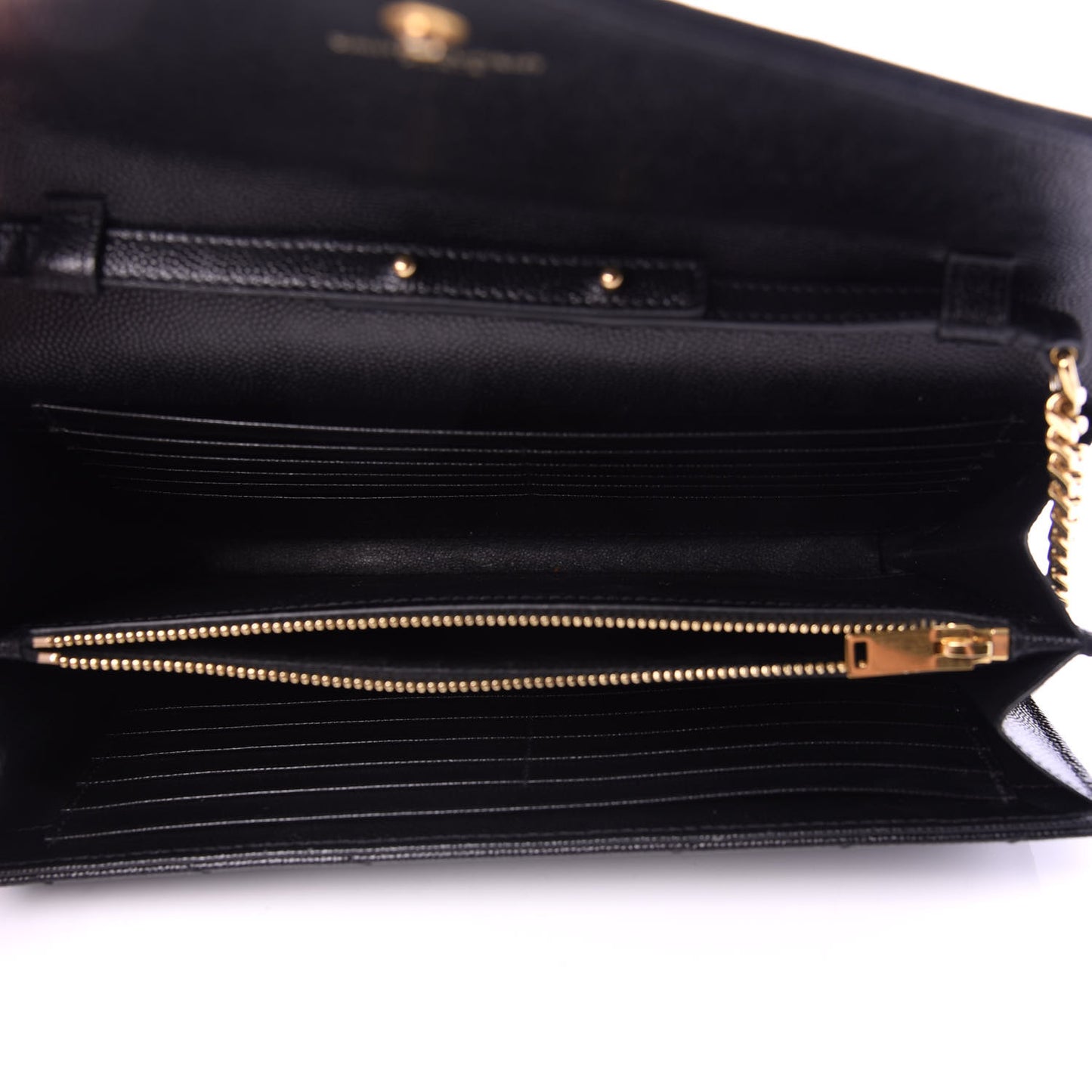 Grain De Poudre Matelasse Chevron Monogram Chain Wallet Black