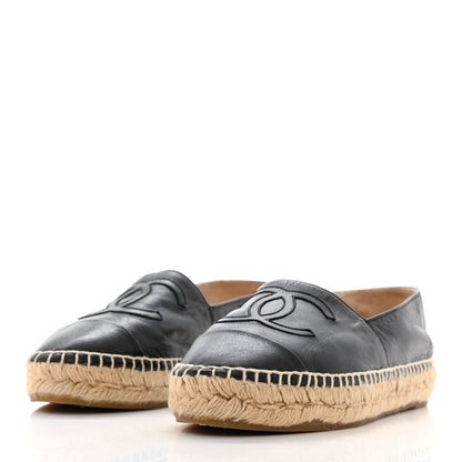 Chanel Lambskin CC Espadrilles 35 Black 3 of 9