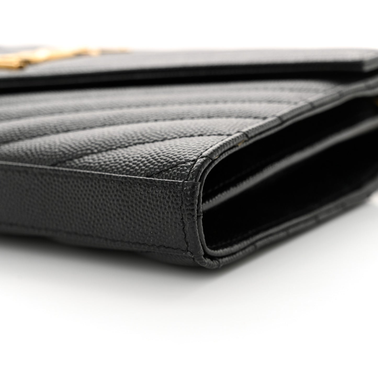 Grain De Poudre Matelasse Chevron Monogram Chain Wallet Black