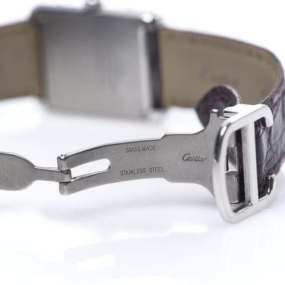 Cartier Stainless Steel Alligator 24mm Tank Solo Quartz Watch Purple 7 of 8