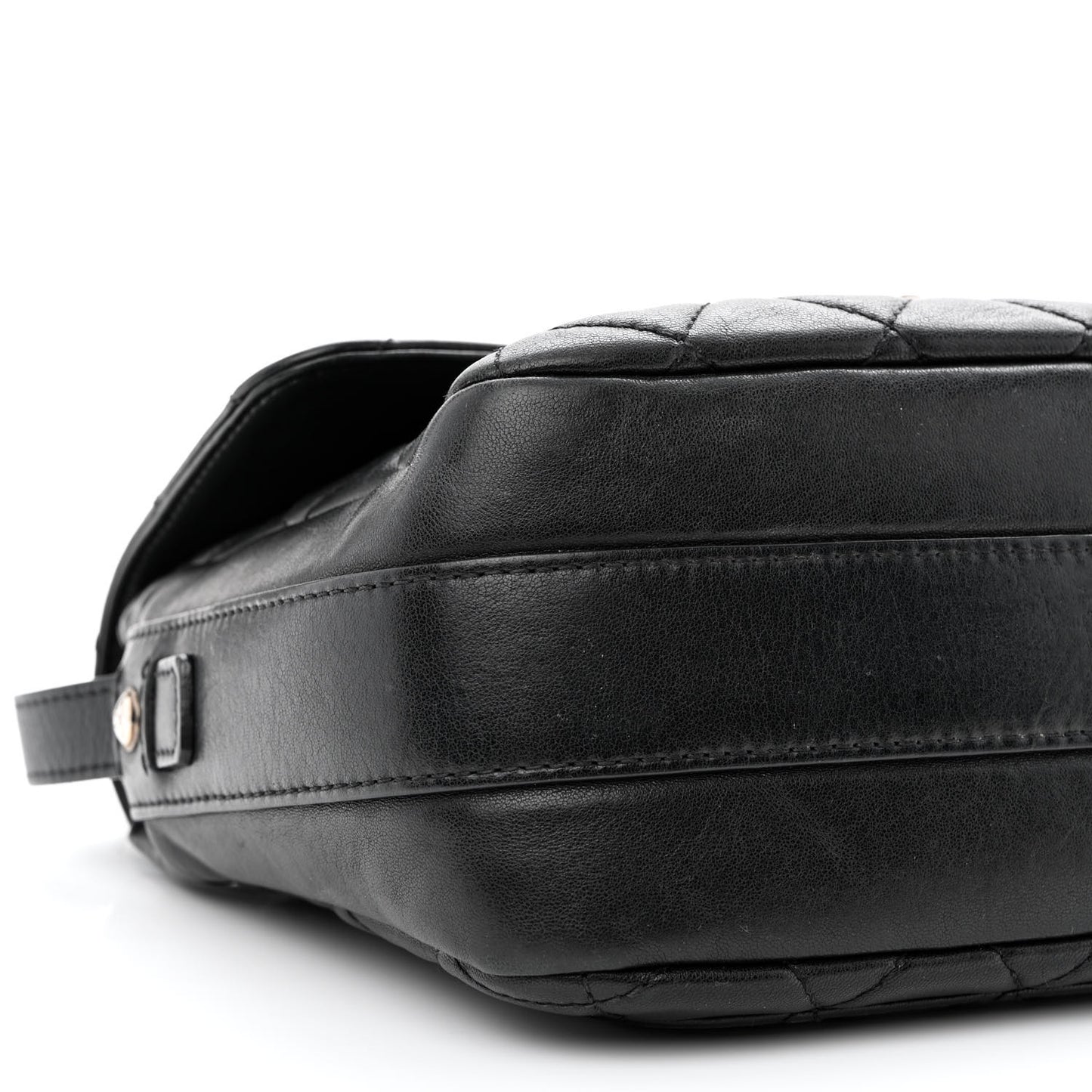 Lambskin Quilted Messenger Bag Black