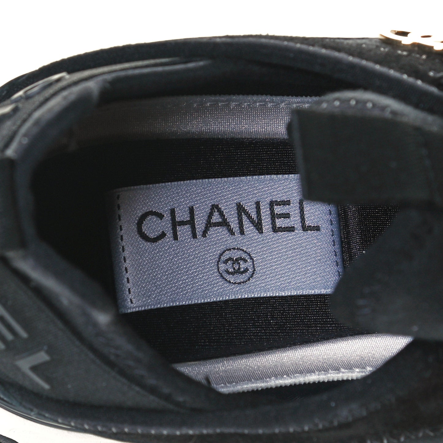 Velvet Calfskin Mixed Fibers CC Sneakers 37 Black