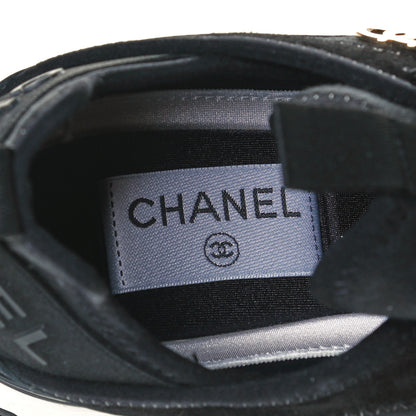 Chanel Velvet Calfskin Mixed Fibers CC Sneakers 37 Black 9 of 11