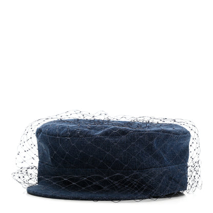 Christian Dior Denim Arty Veil Cap 58 Blue 1 of 10