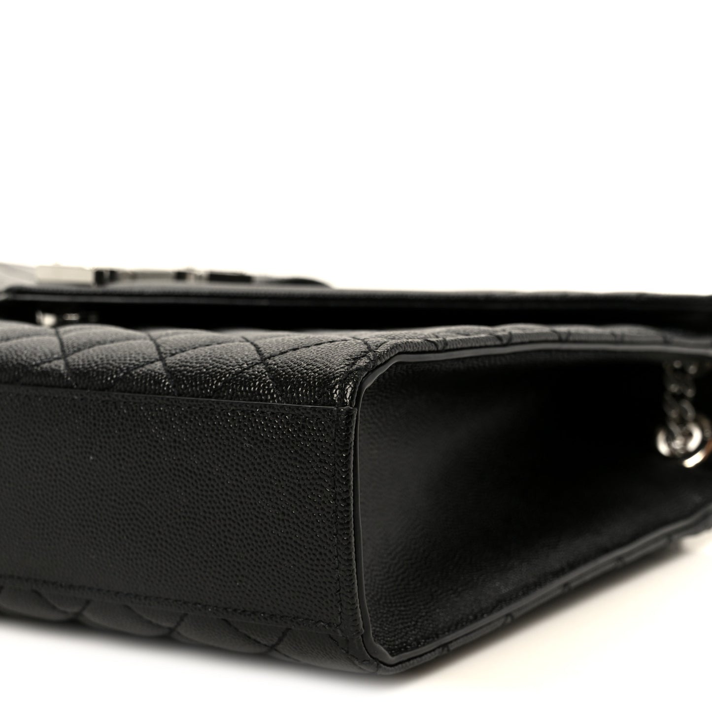 Grain De Poudre Textured Mixed Matelasse Large Triquilt Monogram Satchel Black