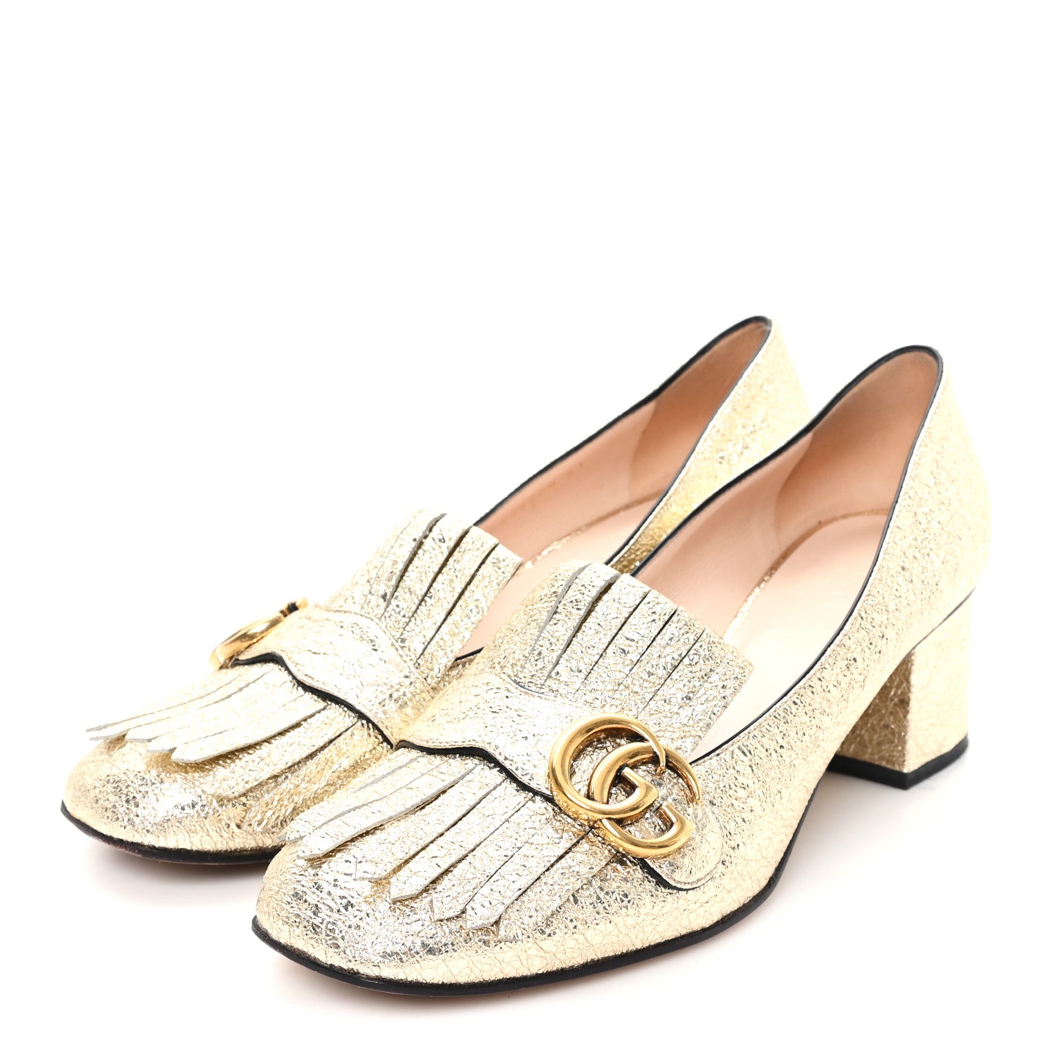 Gucci Galassia GG Marmont Fringe 50mm Loafer Pumps 41 Platino 4 of 10